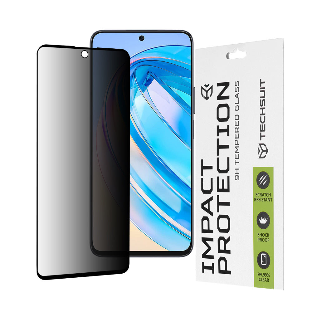 Privacy Techsuit skärmskydd för Honor X8a / X8 4G, härdat glas, full limning, 111D