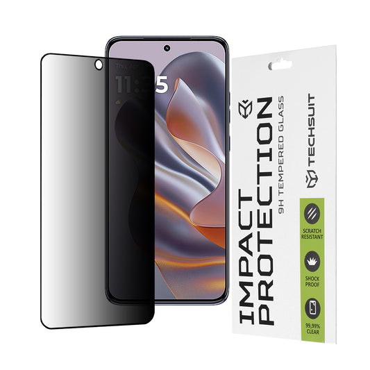 Privacy Techsuit Screen Protector for Motorola Edge 50 Neo, Tempered Glass, Full Glue, 111D