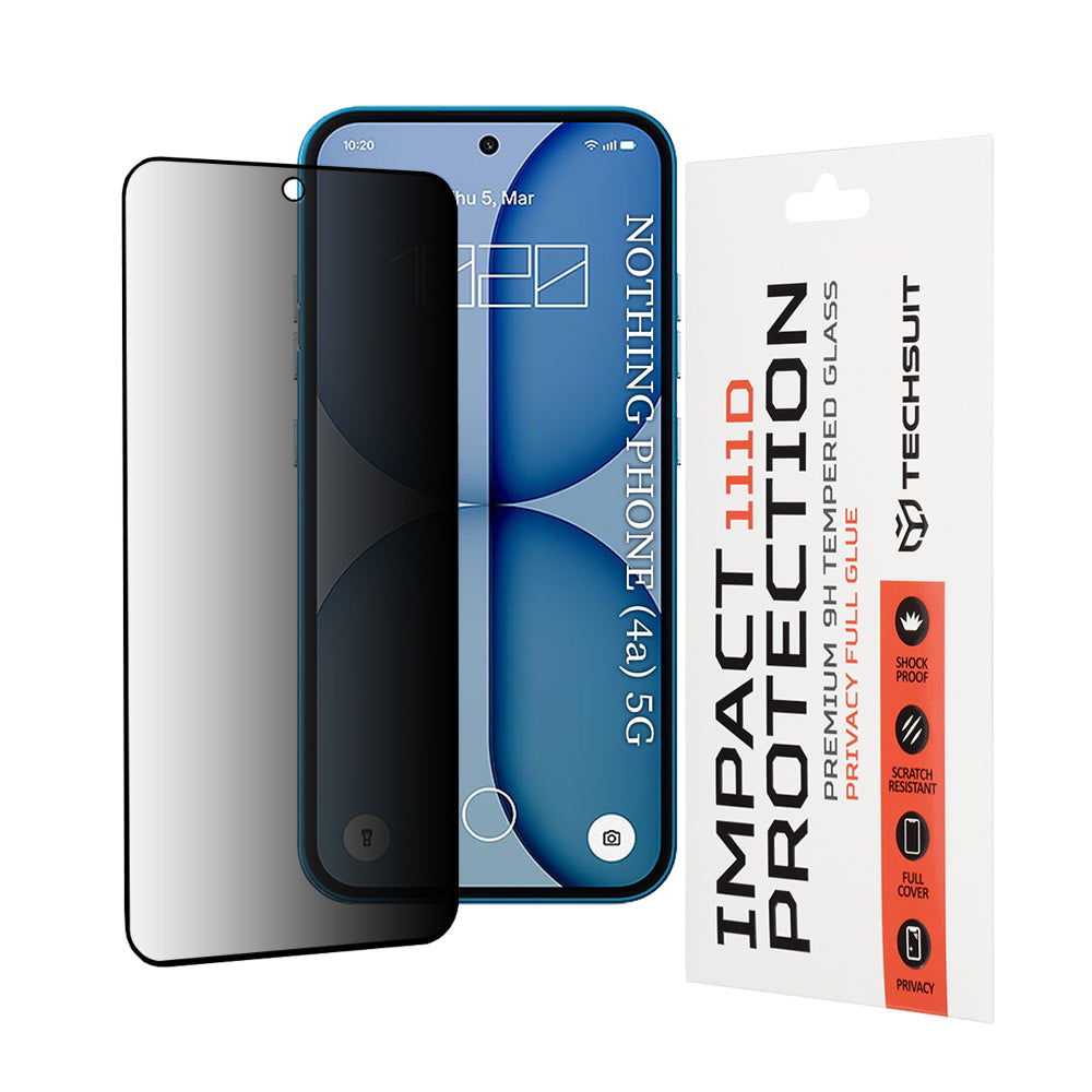 Skyddsfilm Privacy Techsuit för Nothing Phone (4a), Härdat Glas, Full Lim, 111D