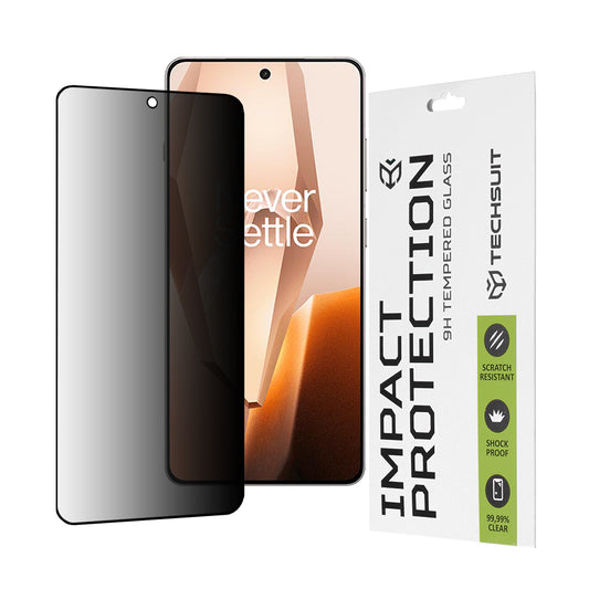 Privacy Techsuit skärmskydd för OnePlus 13R, härdat glas, full lim, 111D
