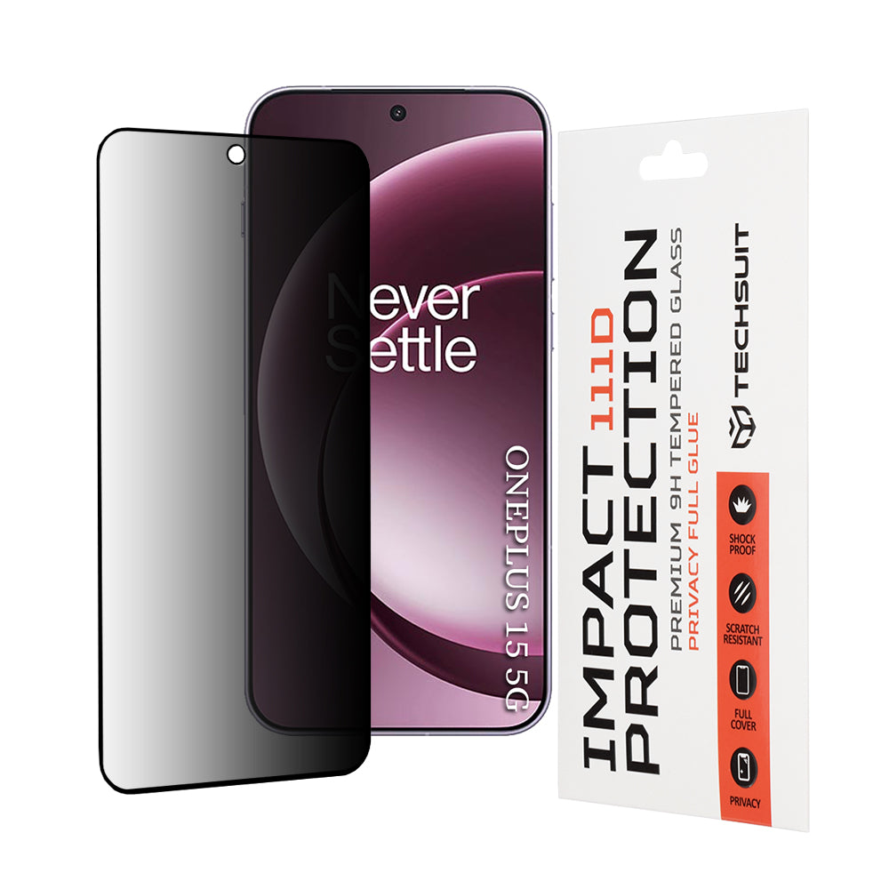 Skärmskydd Privacy Techsuit för OnePlus 15, Härdat Glas, 111D