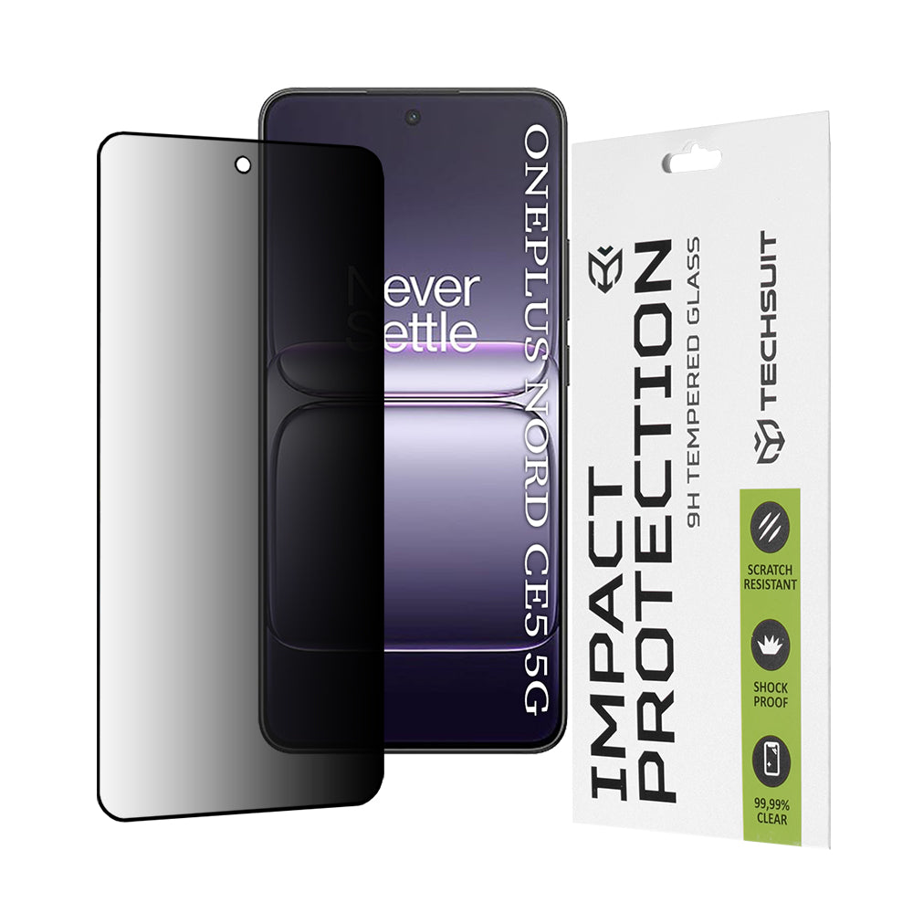 Privacy Techsuit skärmskydd för OnePlus Nord CE5, härdat glas, full limning, 111D