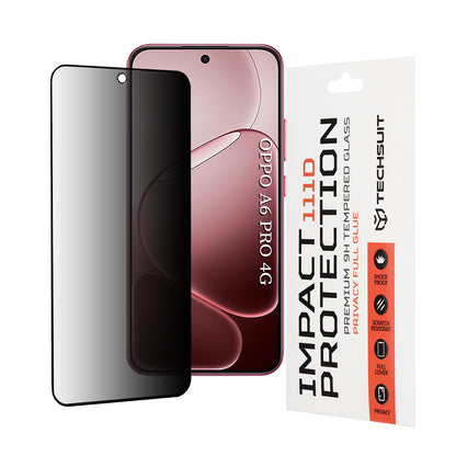 Skyddsfilm för skärm Privacy Techsuit för Oppo A6 Pro 5G / A6 Pro 4G, Härdat glas, Full lim, 111D
