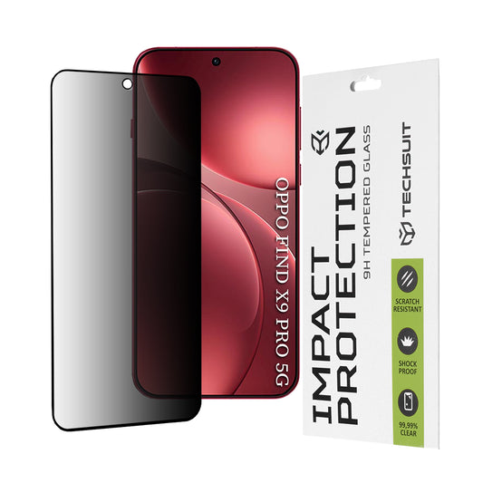 Skyddsfilm Privacy Techsuit för Oppo Find X9 Pro, Härdat Glas, Full Lim, 111D