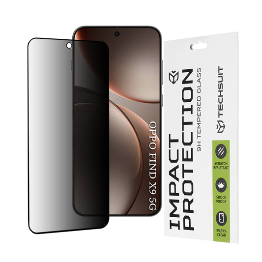 Skyddsfilm Privacy Techsuit för Oppo Find X9, Härdat Glas, Full Lim, 111D