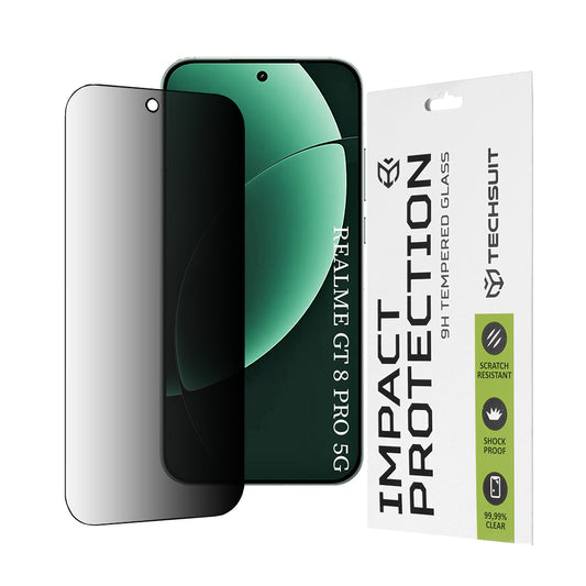 Skyddsfilm Privacy Techsuit för Realme GT 8 Pro, Härdat Glas, Full Lim, 111D