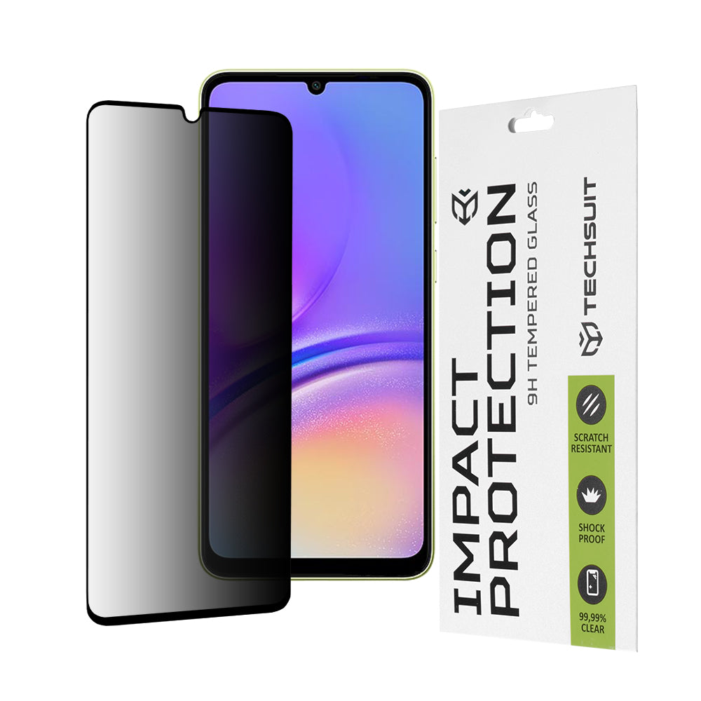 Privacy Techsuit skärmskydd för Samsung Galaxy A05s A057 / A05 A055, härdat glas, full limning, 111D