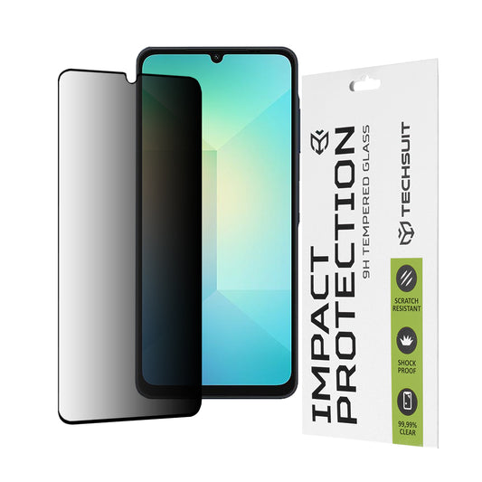 Privacy Techsuit skärmskydd för Samsung Galaxy A06 A065, härdat glas, full limning, 111D
