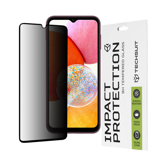 Privacy Techsuit skärmskydd för Samsung Galaxy A14 A145 / A14 5G A146, härdat glas, full limning, 111D