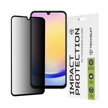 Privacy Techsuit skärmskydd för Samsung Galaxy A25 A256, härdat glas, full lim, 111D