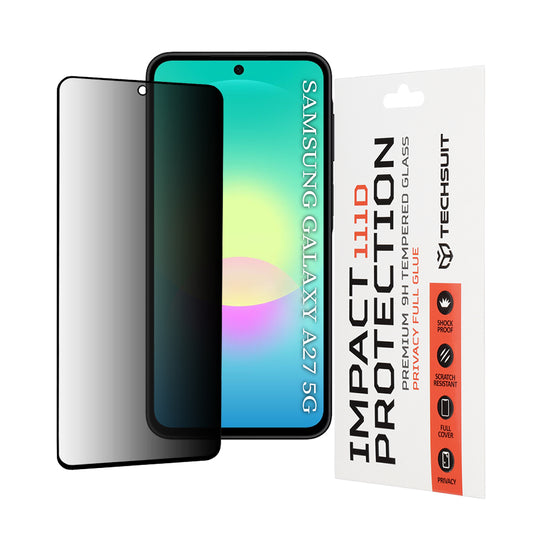 Privacy Techsuit skärmskydd för Samsung Galaxy A27 5G, härdat glas, full lim, 111D