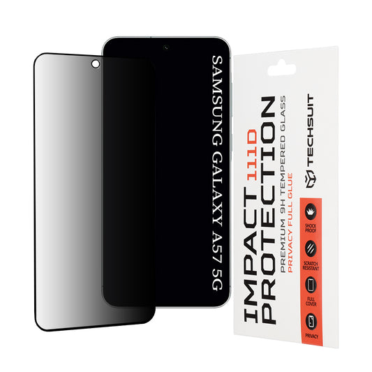Skärmskydd Privacy Techsuit för Samsung Galaxy A57 5G, Härdat Glas, Full Glue, 111D
