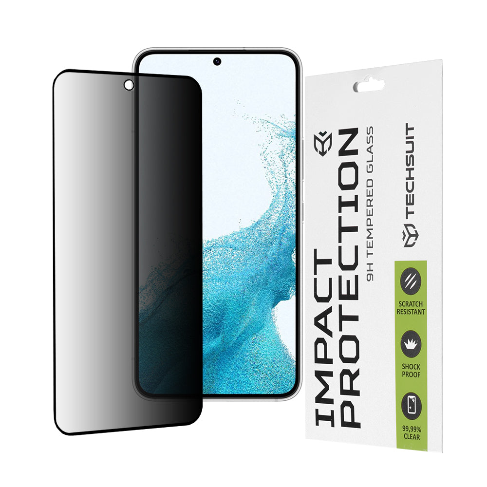 Privacy Techsuit skärmskydd för Samsung Galaxy S23 S911 / S22 5G S901, härdat glas, full limning, 111D