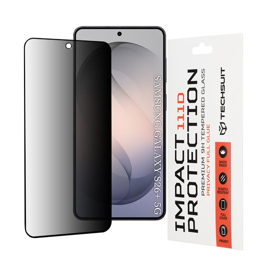 Skyddsfilm Privacy Techsuit för Samsung Galaxy S26 Plus S947, Härdat Glas, Full Glue, 111D