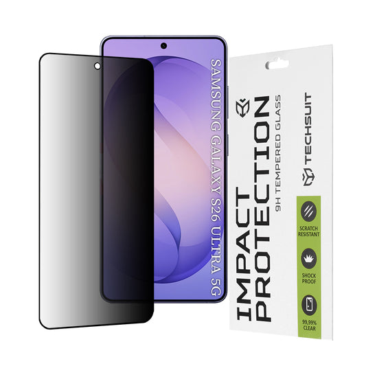 Skärmskydd Privacy Techsuit för Samsung Galaxy S26 Ultra, Härdat Glas, Full Glue, 111D