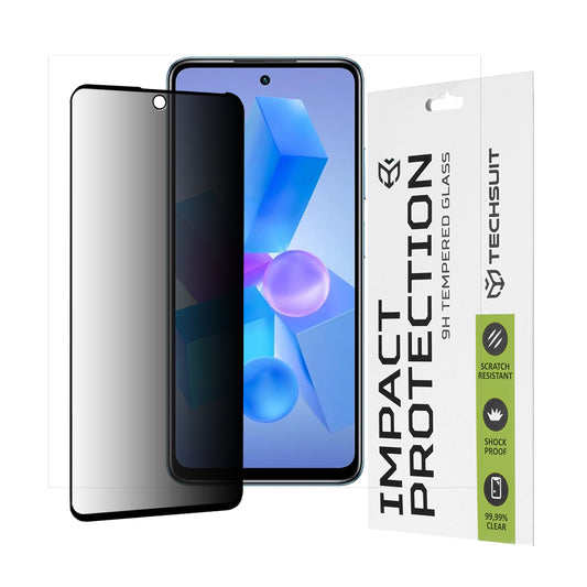 Privacy Techsuit skärmskydd för Tecno Spark 20 Pro / Pova 5 Pro / Hot 40 / Hot 40 Pro, härdat glas, full limning, 111D