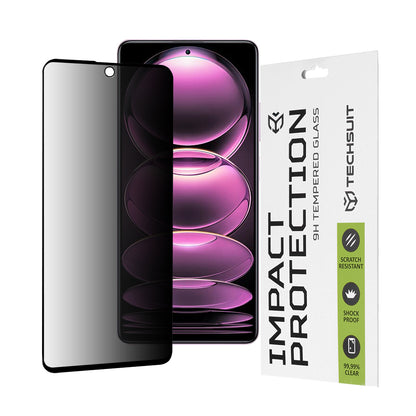 Privacy Techsuit skärmskydd för Xiaomi Poco X5 Pro / Redmi Note 12 Pro 5G / Note 12 Pro+, Härdat glas, Full lim, 111D