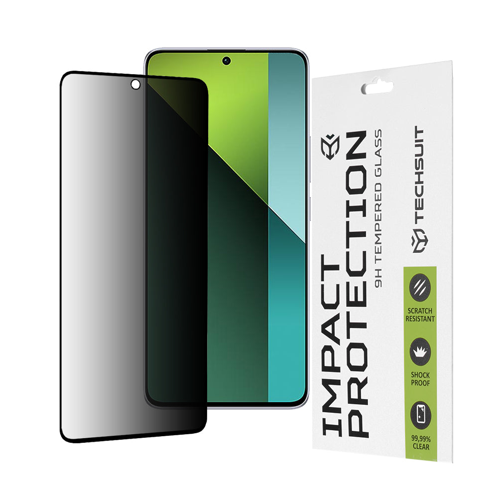 Privacy Techsuit skärmskydd för Xiaomi Poco X6 / Redmi Note 13 Pro 5G, härdat glas, full limning, 111D