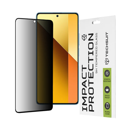 Privacy Techsuit skärmskydd för Xiaomi Redmi Note 13 5G, härdat glas, full lim, 111D