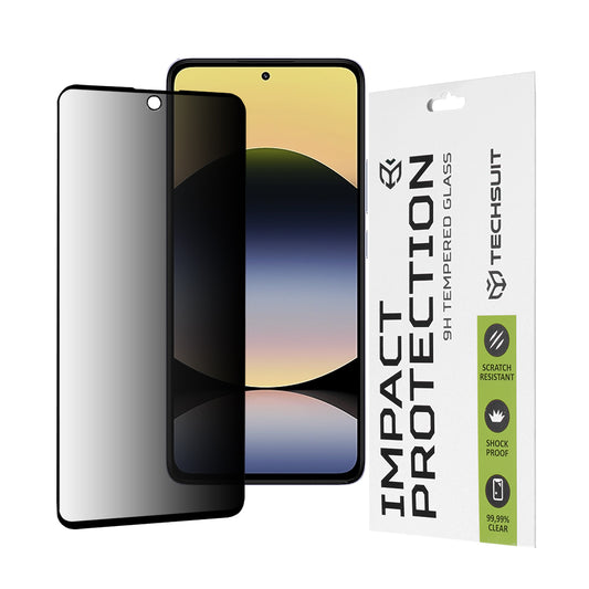 Privacy Techsuit skärmskydd för Xiaomi Redmi Note 14 4G (Regional) / Note 14 5G, härdat glas, full limning, 111D
