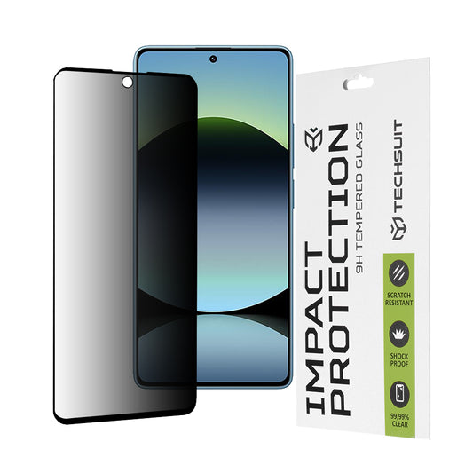 Privacy Techsuit skärmskydd för Xiaomi Redmi Note 14S, härdat glas, full lim, 111D