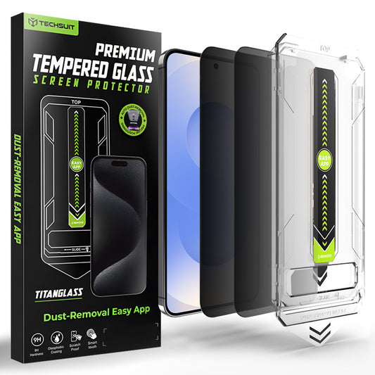 Skärmskyddsfolie Privacy Techsuit TitanGlass CrystalHD för Samsung Galaxy S26, Härdat Glas, Full Lim, Set med 2 stycken