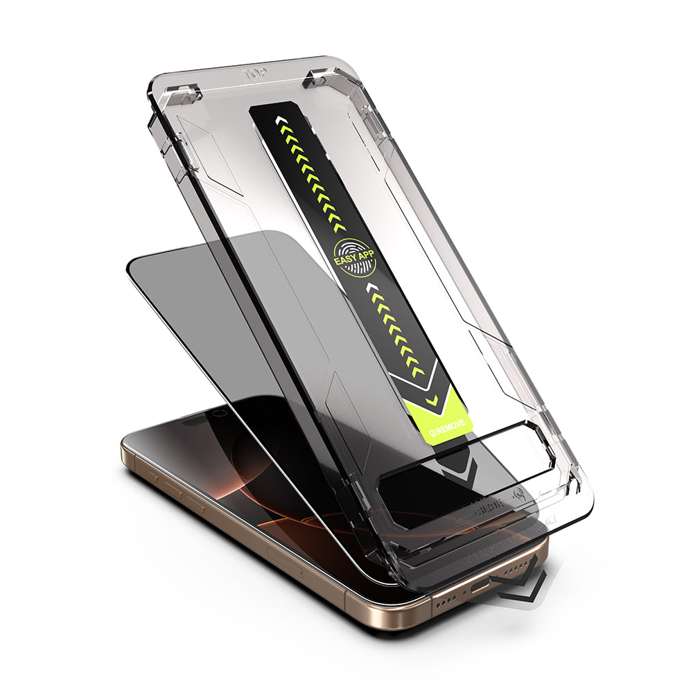 Skärmskydd Privacy Techsuit TitanGlass för Apple iPhone 17 / 16 Pro, Härdat Glas, Full Lim
