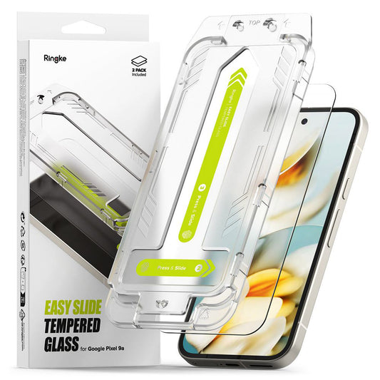 Skärmskydd Ringke Easy Slide för Google Pixel 9a, Härdat Glas, Fullt Lim, Set med 2 stycken