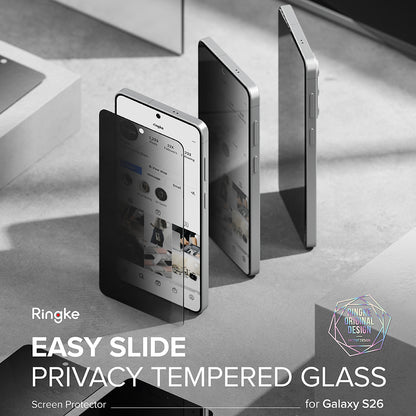 Skärmskydd Ringke Easy Slide för Samsung Galaxy S26, Härdat Glas, Full Lim, Set med 2 stycken, Svart