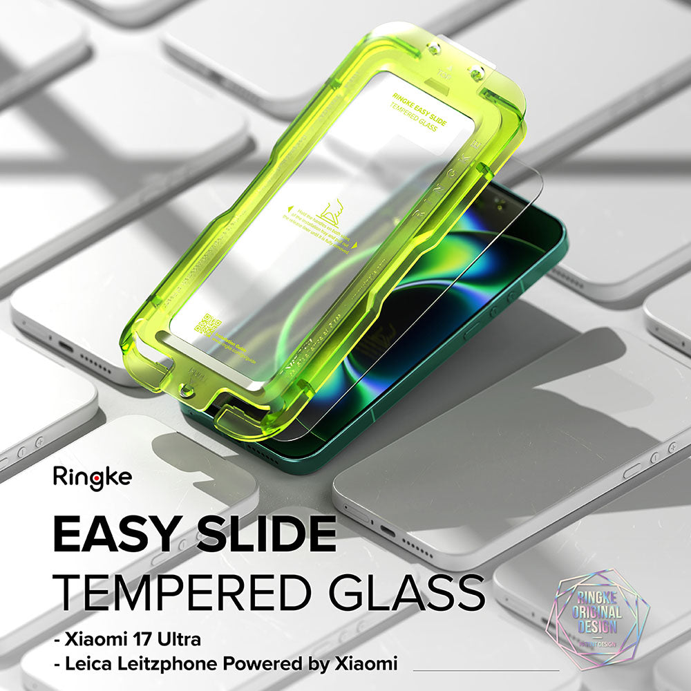 Ringke Easy Slide skärmskydd för Xiaomi 17 Ultra, härdat glas, full lim, set med 2 stycken
