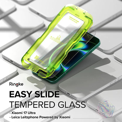 Ringke Easy Slide skärmskydd för Xiaomi 17 Ultra, härdat glas, full lim, set med 2 stycken