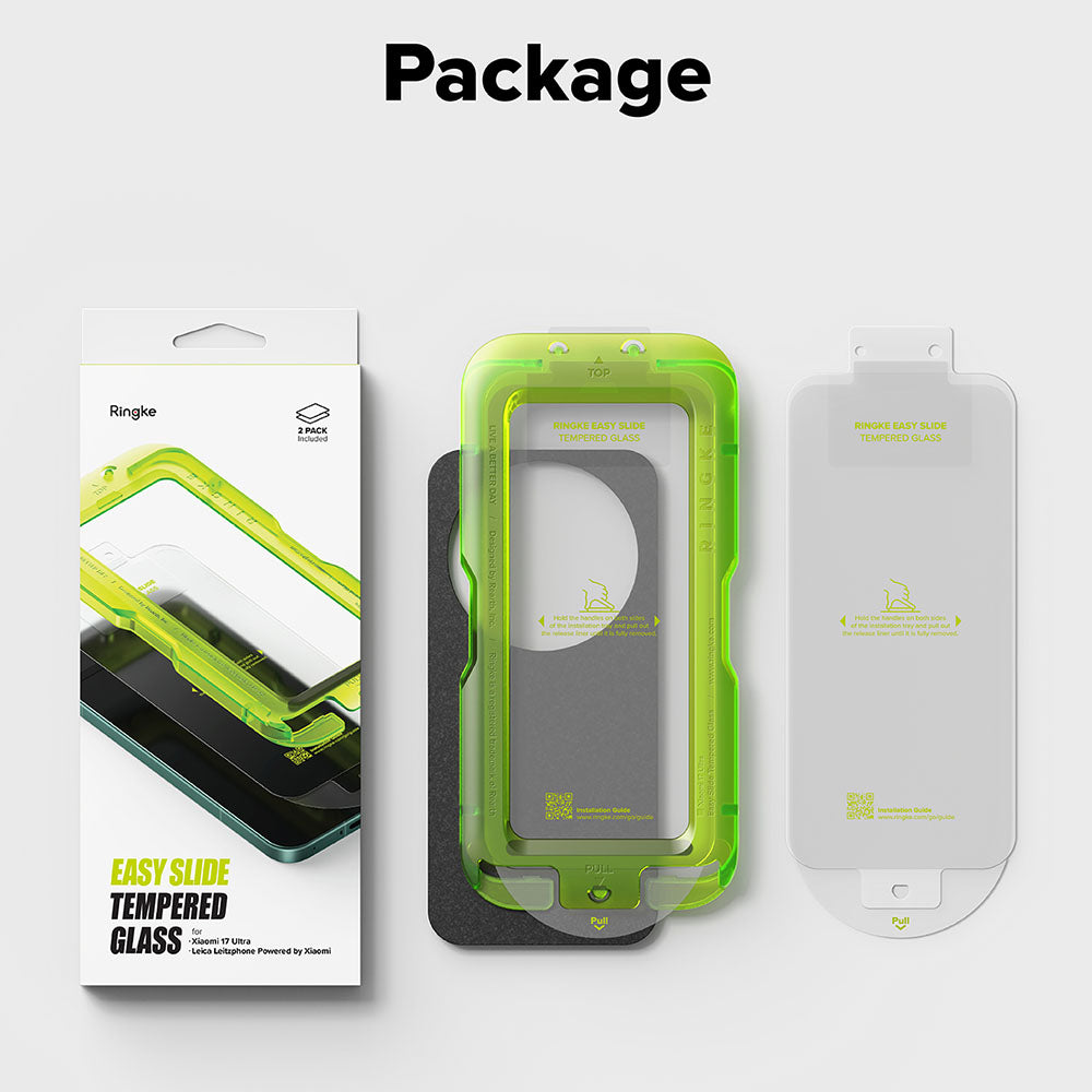 Ringke Easy Slide skärmskydd för Xiaomi 17 Ultra, härdat glas, full lim, set med 2 stycken