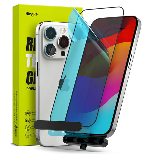 Ringke skärmskydd för Apple iPhone 15 Pro Max, härdat glas, full lim, svart