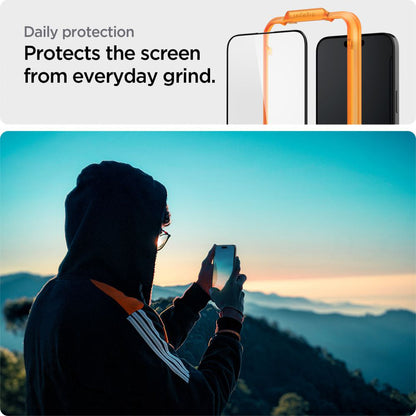 Skärmskydd Spigen GlastR Align Master för Apple iPhone 15 Plus, Härdat Glas, Full Lim, Set om 2 stycken, Svart AGL06886