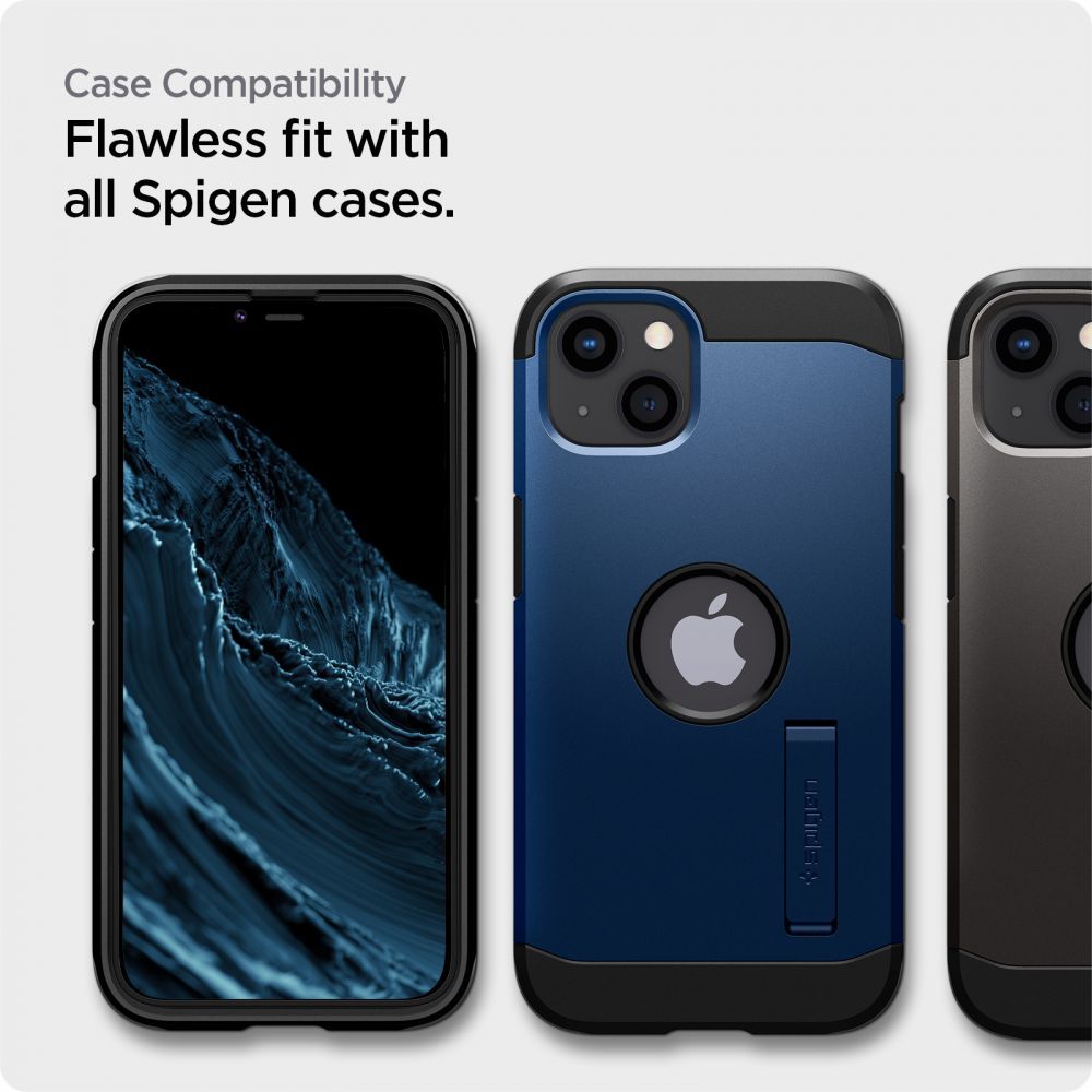 Spigen GlastR Align Master Screen Protector for Apple iPhone 17e / 16e / 14 / 13 Pro, Tempered Glass, Full Glue, Black AGL03725