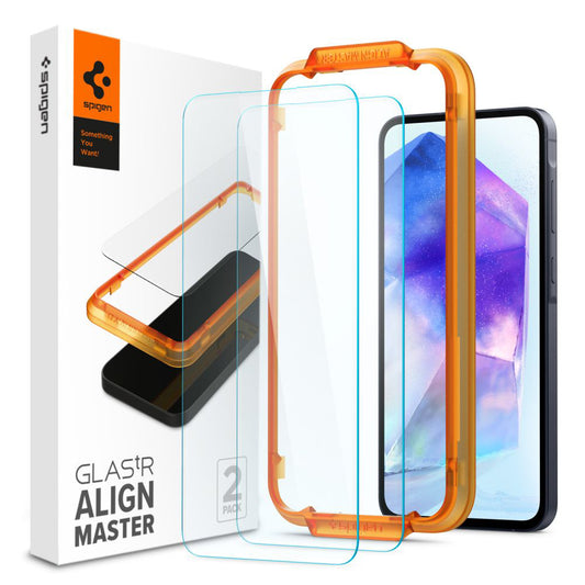 Skärmskydd Spigen GlastR Align Master för Samsung Galaxy A55 5G A556, Härdat Glas, Fullt Lim, Set med 2 stycken AGL07775