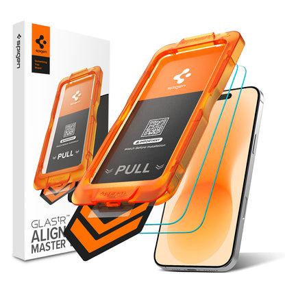 Skärmskydd Spigen GlastR AlignMaster S för Apple iPhone 18 Pro / 17 Pro, Härdat glas, Fullt lim, Set med 2 stycken AGL10105