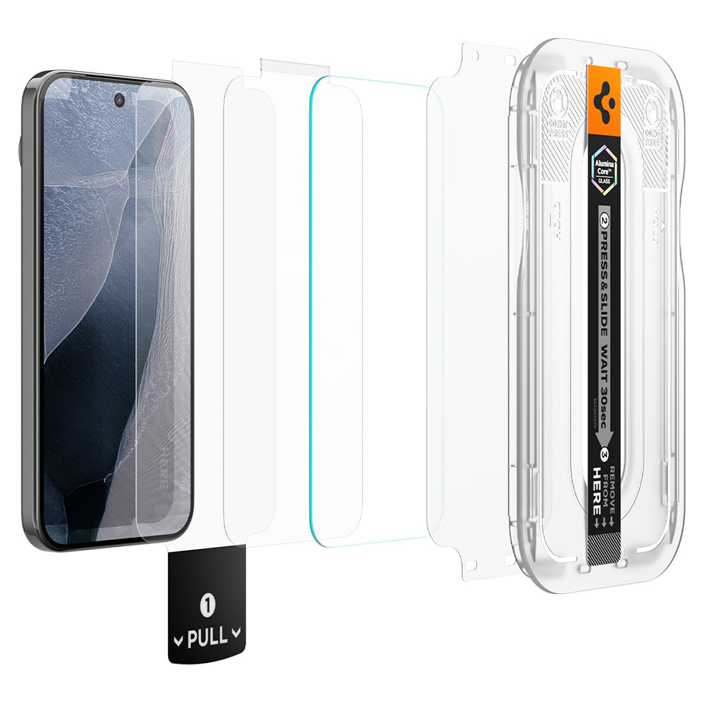 Skärmskydd Spigen GlastR EZ FIT Pro för Google Pixel 11 Pro XL, Härdat Glas, Fullt Lim, Set med 2 stycken AGL11485