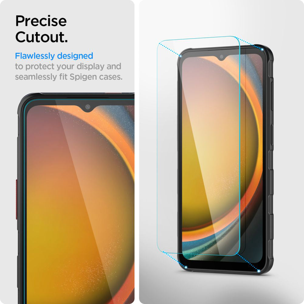 Skärmskydd Spigen GlastR Slim för Samsung Galaxy XCover7 Pro / Xcover7 G556, Härdat glas, Full lim, Set om 2 stycken AGL09407