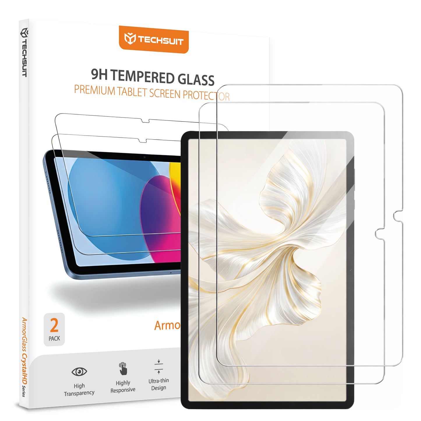 Skärmskyddsfolie Techsuit ArmorGlass CrystalHD för Honor Pad 10 / 9, Härdat Glas, Full Lim, Set med 2 stycken