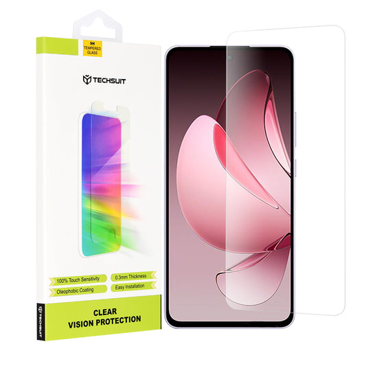 Techsuit Clear Vision skärmskydd för Oppo Reno13 FS 5G / Reno13 F 4G / Reno13 F, härdat glas, full limning
