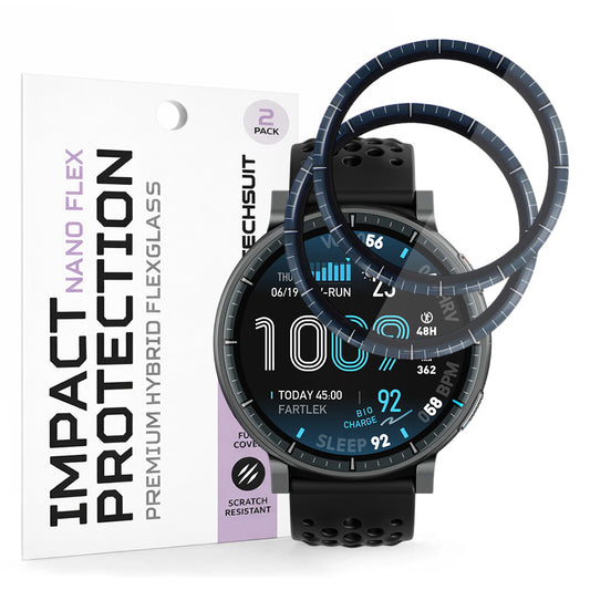 Skärmskydd Techsuit Nano Flex för Amazfit Active Max, Plast, Set med 2 stycken, Svart