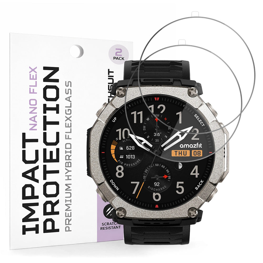 Skärmskydd Techsuit Nano Flex för Amazfit T-Rex Ultra 2, Plast, Set med 2 stycken, Svart
