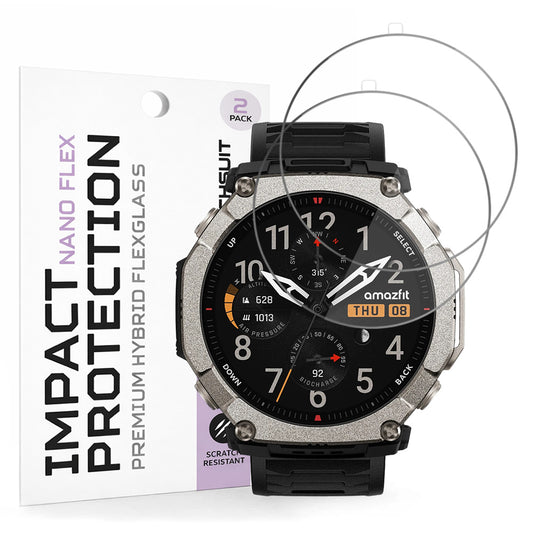 Skärmskydd Techsuit Nano Flex för Amazfit T-Rex Ultra 2, Plast, Set med 2 stycken, Svart