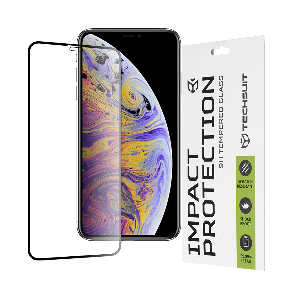 Techsuit skärmskydd för Apple iPhone 11 Pro Max / XS Max, härdat glas, full limning, 111D, svart