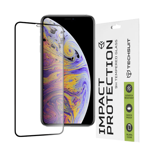 Techsuit skärmskydd för Apple iPhone 11 Pro Max / XS Max, härdat glas, full limning, 111D, svart