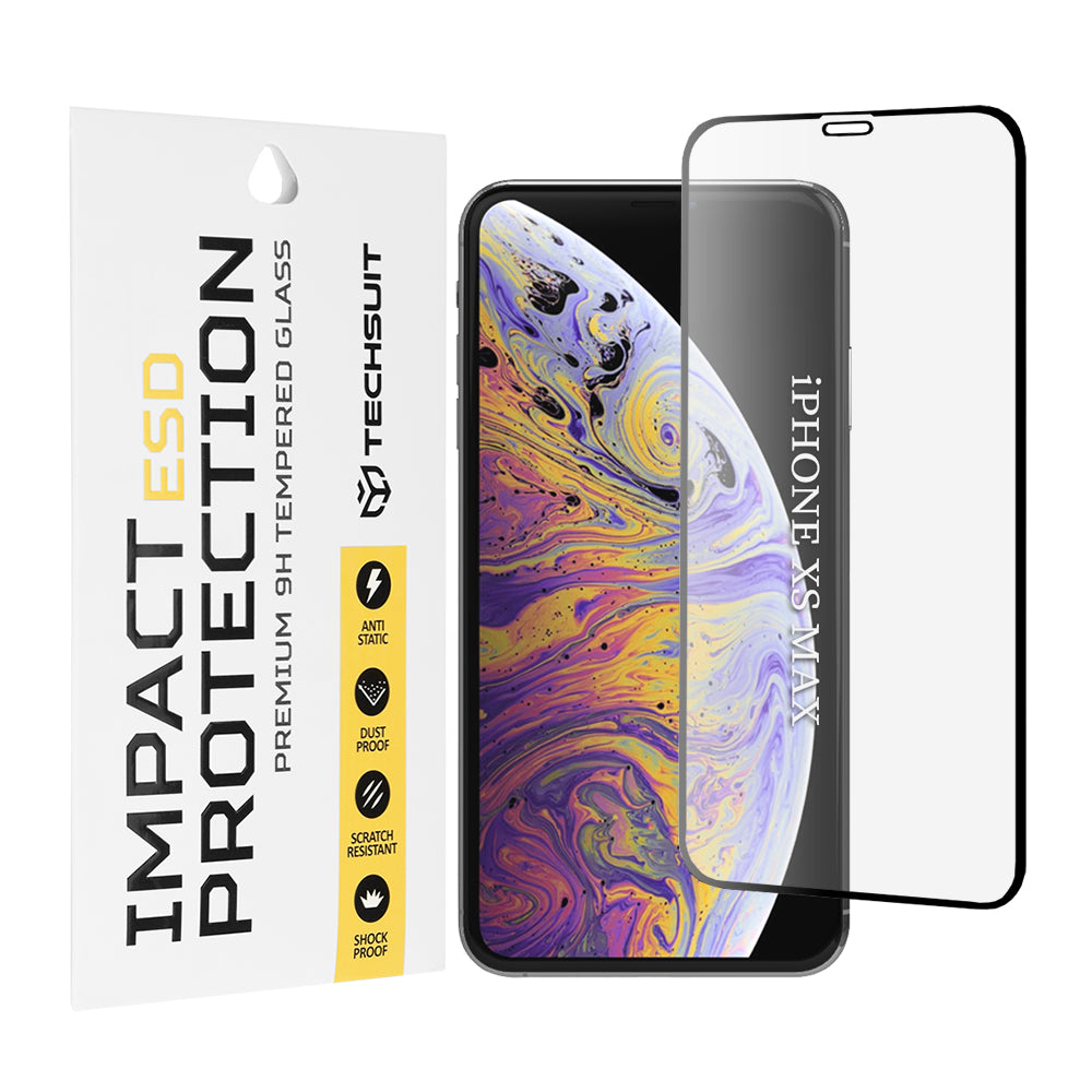 Techsuit skärmskydd för Apple iPhone 11 Pro Max / XS Max, härdat glas, full lim, svart