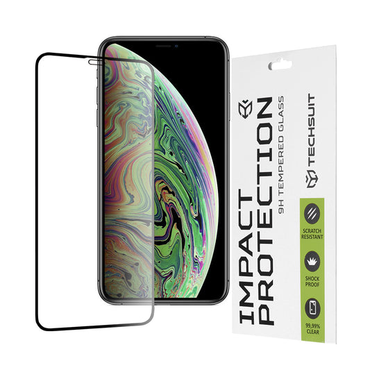 Techsuit skärmskydd för Apple iPhone 11 Pro / XS / X, härdat glas, full limning, 111D, svart