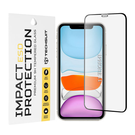Techsuit skärmskydd för Apple iPhone 11 / XR, härdat glas, full lim, svart
