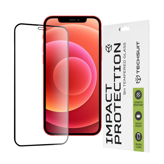 Techsuit skärmskydd för Apple iPhone 12 mini, härdat glas, full limning, 111D, svart